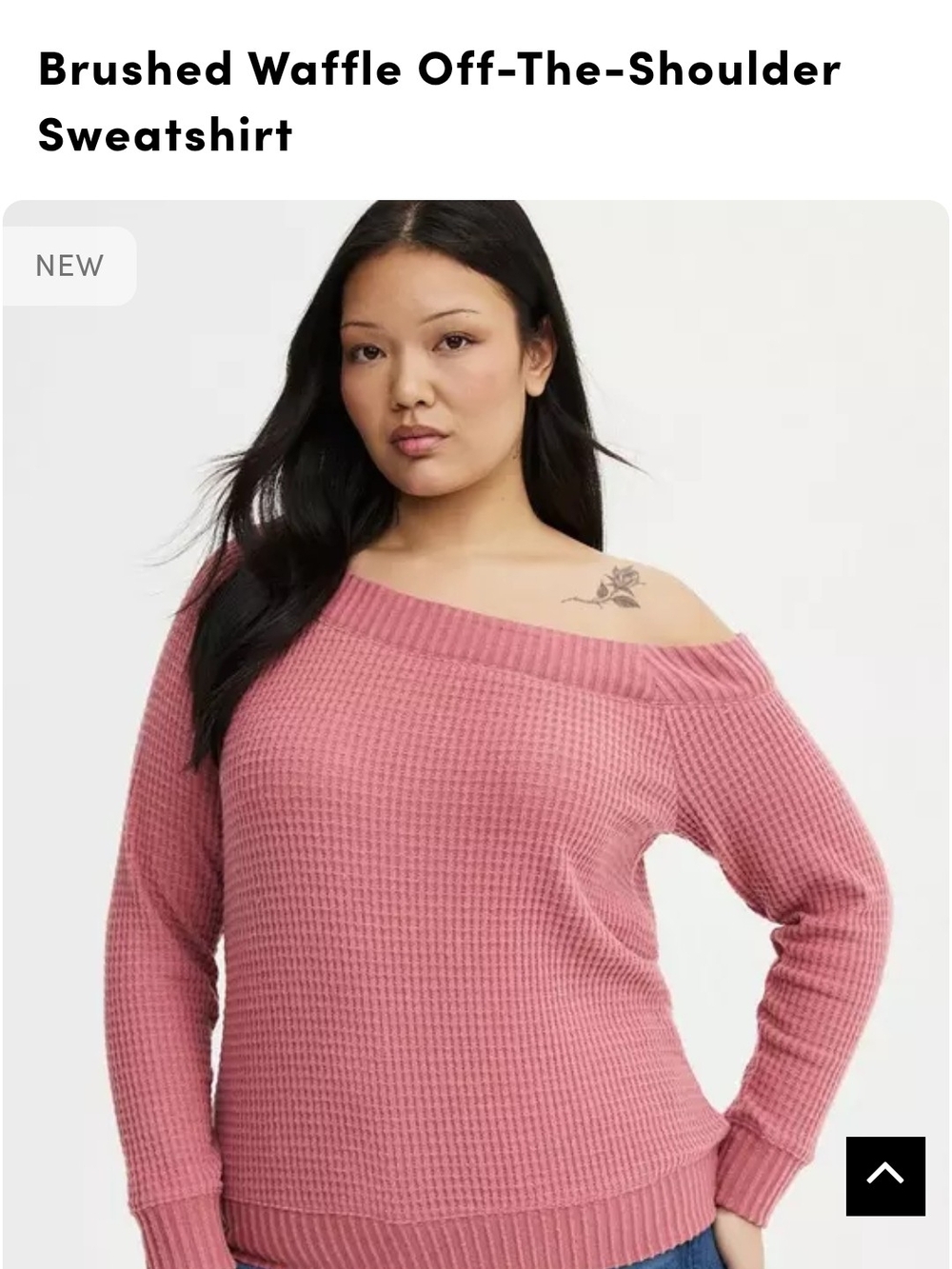 torrid Dusty Rose Off-the-Shoulder Brushed Waffle Sweater